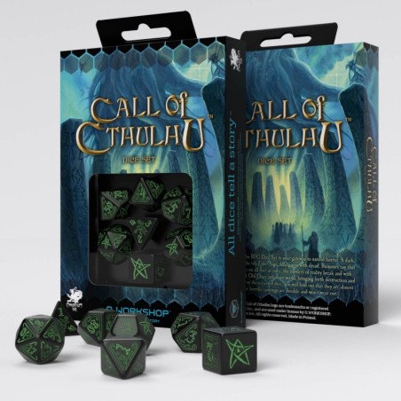 Kości RPG Zew Cthulhu: Czarno-zielone
