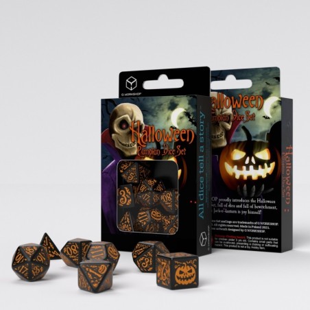 Kości RPG: Haloweenowych Huncwotów Czarno-Pomarańczowe