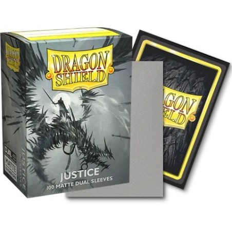 Koszulki Dragon Shield matte dual sleeves Justice standard size (Srebrne na zewnątrz, czarne wewnątrz)