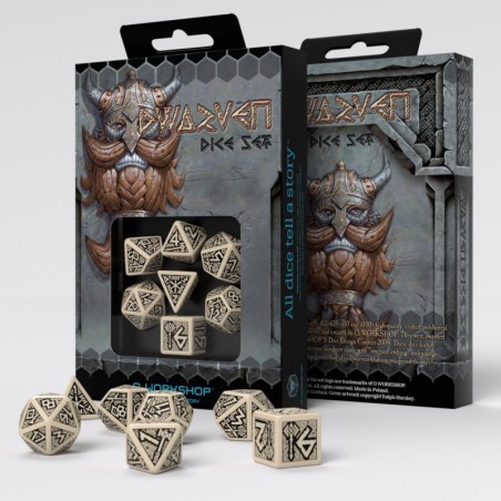 Kości RPG Krasnoludzkie: Beżowo-czarne