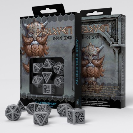 Kości RPG Krasnoludzkie: Szaro-czarne