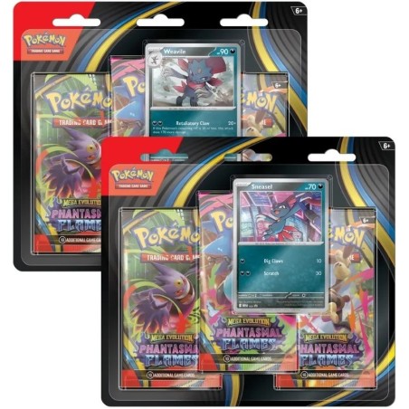 SET 2 Pokemon TCG: Mega Evolution: Phantasmal Flames - 3-Pack Blister Weavile i Sneasel