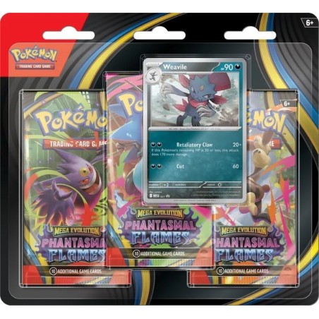Pokemon TCG: Mega Evolution: Phantasmal Flames - 3-Pack Blister Weavile