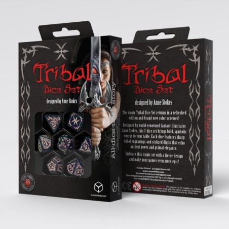Q Workshop: Tribal Dice Set: Niebiesko-zielono-beżowe