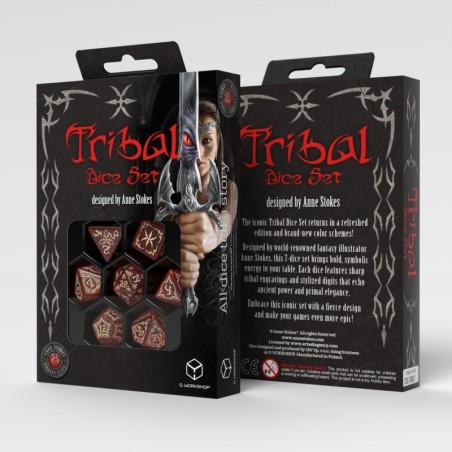 Q Workshop: Tribal Dice Set: Lśniąco-czerwono-beżowe