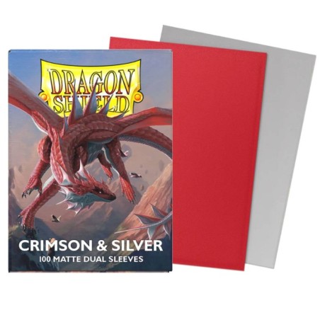 Dragon Shield Matte Dual Sleeves - Crimson & Silver (Czerwone na zewnątrz i srebrne w środku)