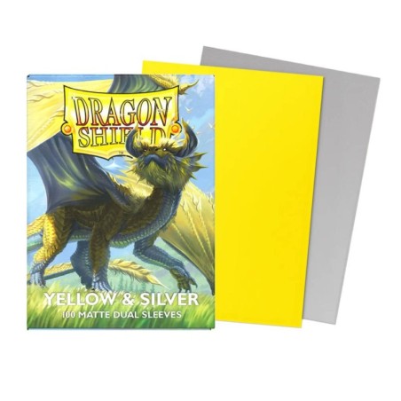 Dragon Shield Matte Dual Sleeves - Yellow & Silver (Żółte na zewnątrz i srebrne w środku)