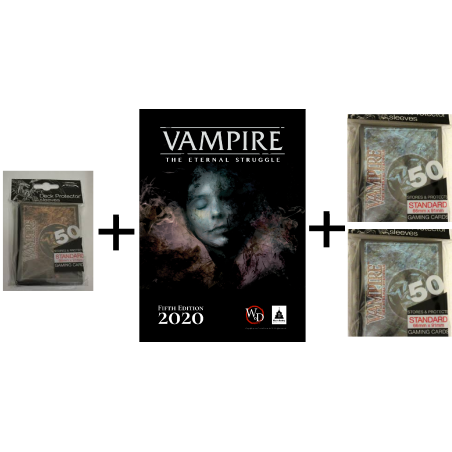Zestaw! VTES Vampire: The Eternal Stuggle 5 Zestaw Starterów Camarilla + 2x koszulki Krypta + 1x koszulki Biblioteka